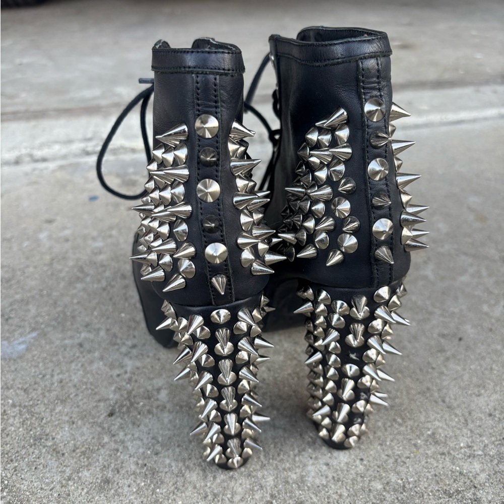 Jeffrey Campbell Black Spiked Ankle Boots - Picture 2 of 4